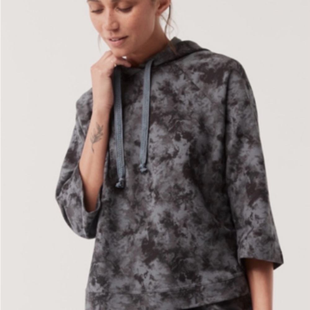 Pact Gray Black Tie-Dye Hooded Women's Top